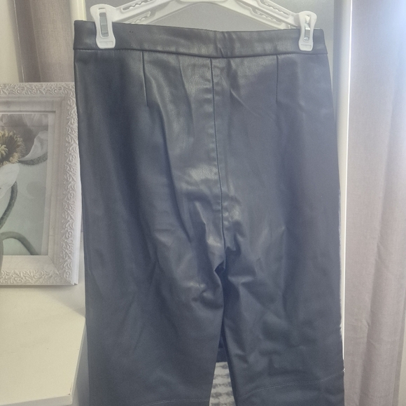 Zara Women Small Forest Green Faux Leather Leggings Skinny Pants Hi-Rise - Picture 5 of 10